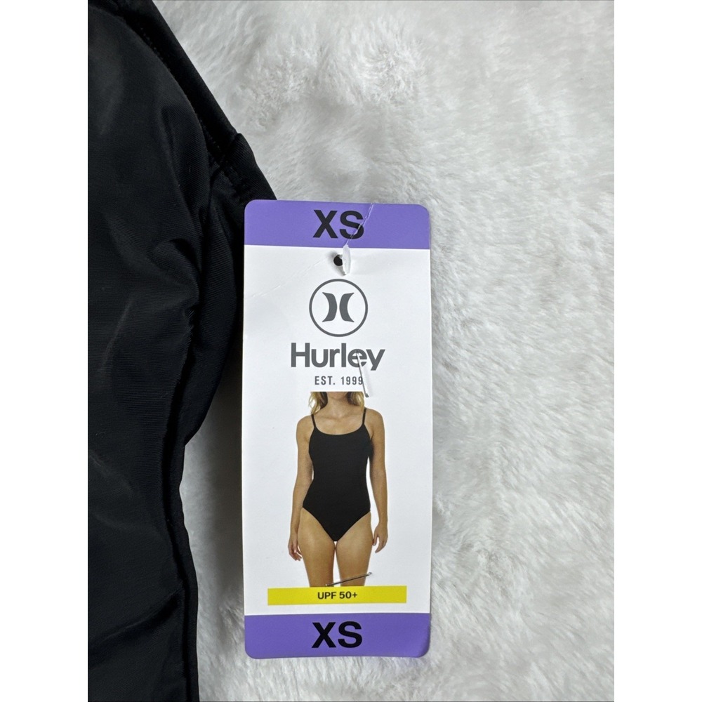 Hurley One-Piece Swimsuit UPF 50+ Stretch  Strappy Back Shelf Bra Black Size XS - Picture 4 of 8